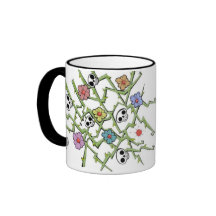 Döskallar och blommor vid den Juan ängeln Kaffe Koppar