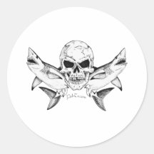Döskallar-/piratsamling vid FishTs.com Klistermärke