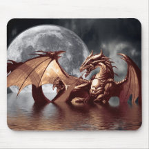 Drake- & månefantasikonst Mousepad Mus Mattor