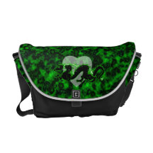 Drakedrakesvart och grönt messenger bag