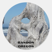 Driftwood för hav för Bandon Oregon klistermärkebl