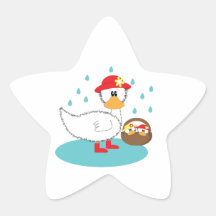 Duck & her ducklings Illustration Star Sticker