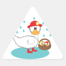 Duck & her ducklings Illustration Triangle Sticker