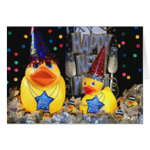Ducky nytt år 2 hälsnings kort