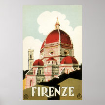 Duomo för kyrka för vintage resorFlorence Firenze  Affisch