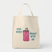 Dusch med mig - sparavatten tote bags