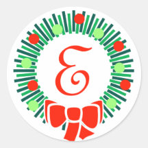 E-Monogram (Retro julkran) Rund Klistermärke