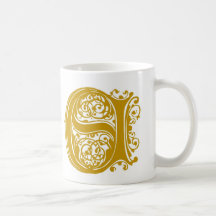 E Monogram Wedding Gold Mugs Cups and Steins