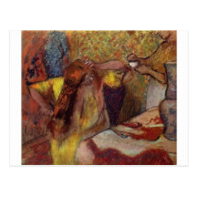 Edgar Degas den kvinna@ toaletten borstar hårfåfän Vykort