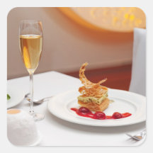 Efterrätt i restaurang klistermärken