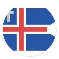 Egenar och ensignen av Island, bland sjunker Rund Klistermärke