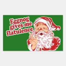 Eggnog ger Santa Flatulence Rektangelformat Klistermärke