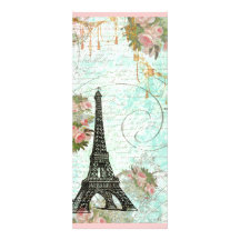 Eiffel torn och rosa ros personliga inbjudningskort