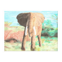 Elefant i Savannahkanvastrycket