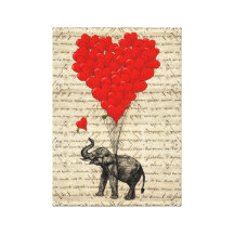 Elefant och hjärtformade ballonger canvasduk med gallerikvalitet 