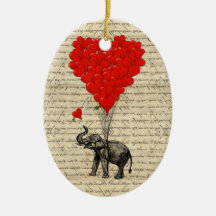 Elefant och hjärtformade ballonger julgranskula