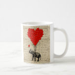 Elefant och hjärtformade ballonger kaffe mugg