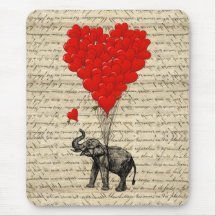 Elefant och hjärtformade ballonger mus mattor