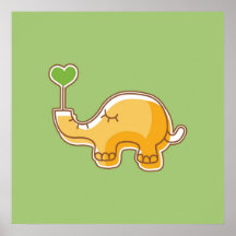 Elefant på grön bakgrund affisch