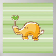Elefant på randig bakgrund för grönt affisch