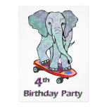 Elefant på Skateboard4e födelsedagen Personliga Tillkännagivande