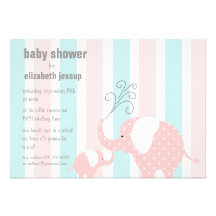 Elefantbaby shower - rosa anpassningsbara tillkännagivanden