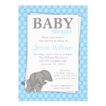 Elefantblått pricker baby showerinbjudningar