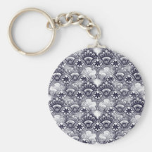 Elegant bedrövat damastast mönster för marinblått  nyckel ring