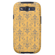 Elegant blommönster för damast för vintageorangegr samsung galaxy s3 cases