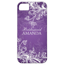Elegant brudtärnafavörvintage virvlar runt lilor iPhone 5 Case-Mate skydd