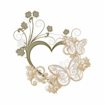 Elegant fjärils- och blommahjärta photo cut out
