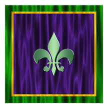 Elegant Fleur De Lis Mardi Gras bröllop Anpassade Inbjudningskort