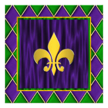 Elegant Fleur De Lis Mardi Gras bröllop Personliga Tillkännagivande