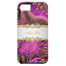 elegant flott rosa guld- damastast blommigt för iP iPhone 5 Case-Mate Skydd