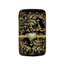 Elegant guld- damast med hjärta blackberry bold fodraler