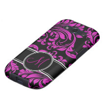 Elegant lila- och svartdamast med monogramen galaxy s3 fodraler