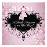 Elegant Princess baby shower för silverrosasvart Unika Inbjudningar