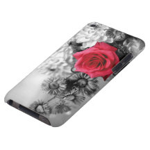 Elegant röd ros med svart- & vitbakgrund iPod Case-Mate fodral