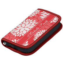 Elegant röd vit blommar monogramen organizer