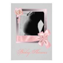 Elegant rosa baby showerfotoinbjudan