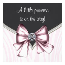 Elegant rosa sebraPrincess baby shower Individuella Inbjudningskort
