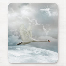 Elegant svan i flyg Mousepad Mus Matta