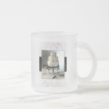 Elegant svartvit bröllopstårta mugg