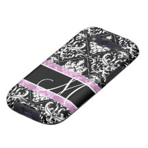 Elegant svartvit damast med monogramen samsung galaxy s3 fodraler