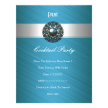 Elegant vit för cocktailpartykrickablått kort för inbjudningar
