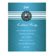 Elegant vit för cocktailpartykrickablått inbjudningskort