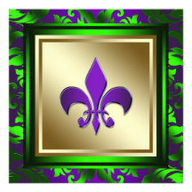 Eleganta Mardi Gras Fleur de Lis Bröllop Tillkännagivanden