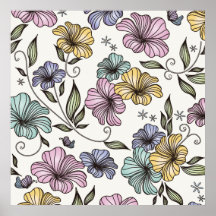 Eleganta Victorianvintageblommor Print