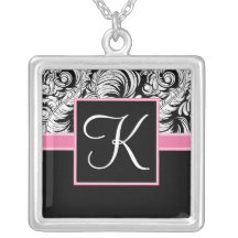 Eleganten skrivar monogramen - damastast hänge personliga halsband