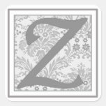 ElegantGRÅTT- och vitMonogram Z Fyrkantigt Klistermärke